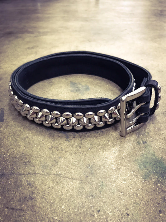 STREET RAIDER Black Leather and Metal Studded Punk Belt