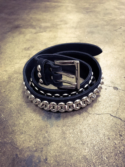 STREET RAIDER Black Leather and Metal Studded Punk Belt