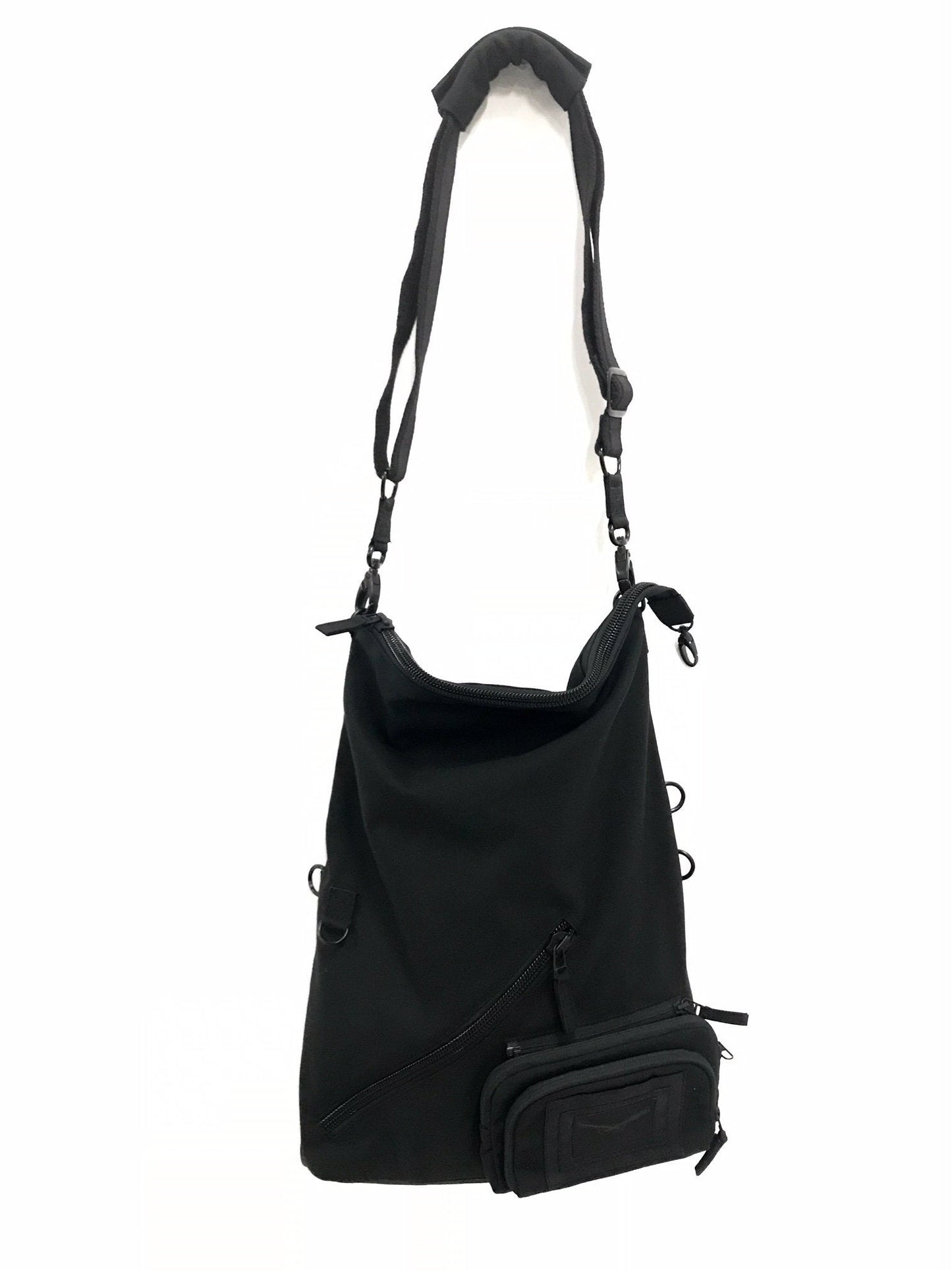 PITCH BLACK Backpack Canvas Unisex Crossbody Convertible Messenger Bag