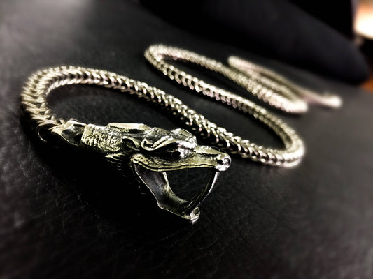 Silver Dragon Scale Long Adjustable Unisex Lariat