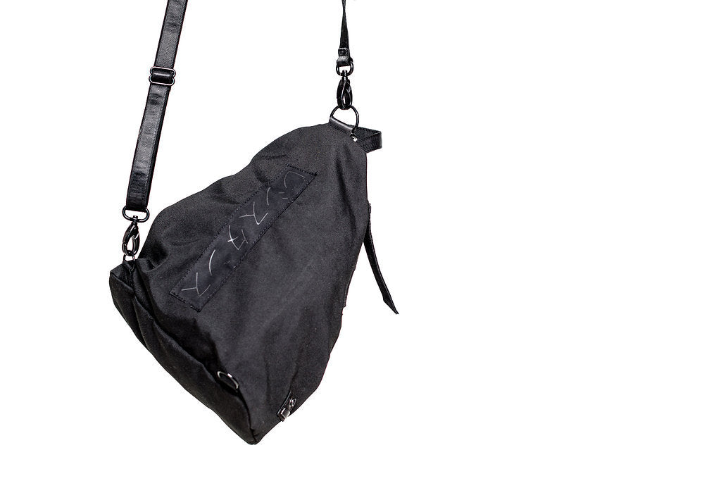 Black Canvas Teardrop Triangle Convertible Backpack