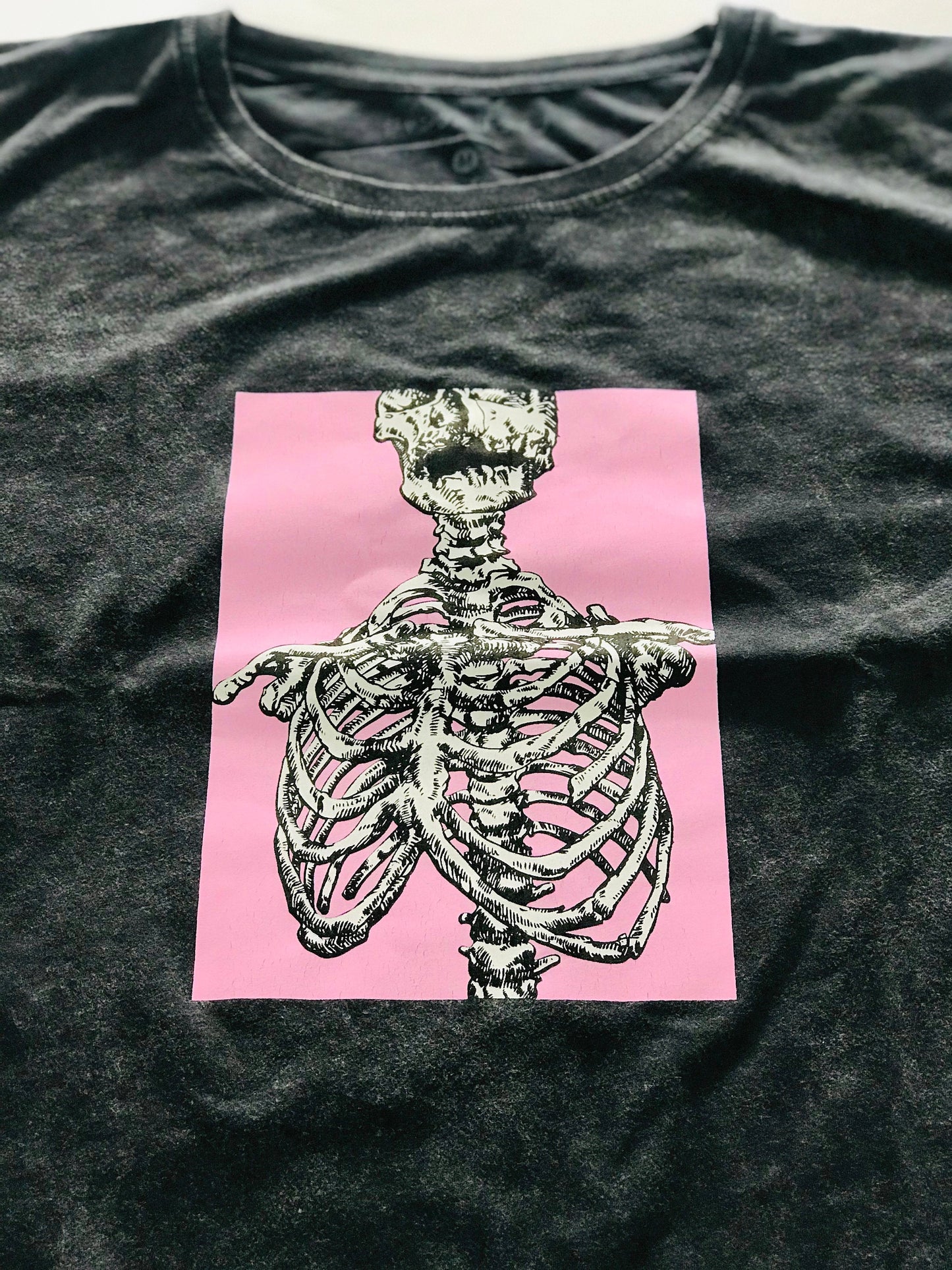 The Ghastly Pink Distressed Unisex Boxy Skeleton Tee Shirt