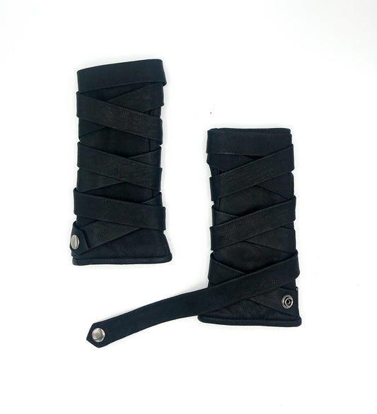 Battle Kross Wrap Fingerless Unisex Leather Gloves