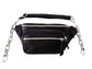 Silver Chain Reaction Fanny Pack Crossbody Sling Bag Black Leather