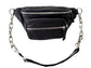 Silver Chain Reaction Fanny Pack Crossbody Sling Bag Black Leather