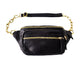 Black Leather Gold Chain Reaction Sling Bag