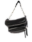 Silver Chain Reaction Fanny Pack Crossbody Sling Bag Black Leather