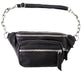 Silver Chain Reaction Fanny Pack Crossbody Sling Bag Black Leather