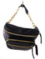 Black Leather Gold Chain Reaction Sling Bag