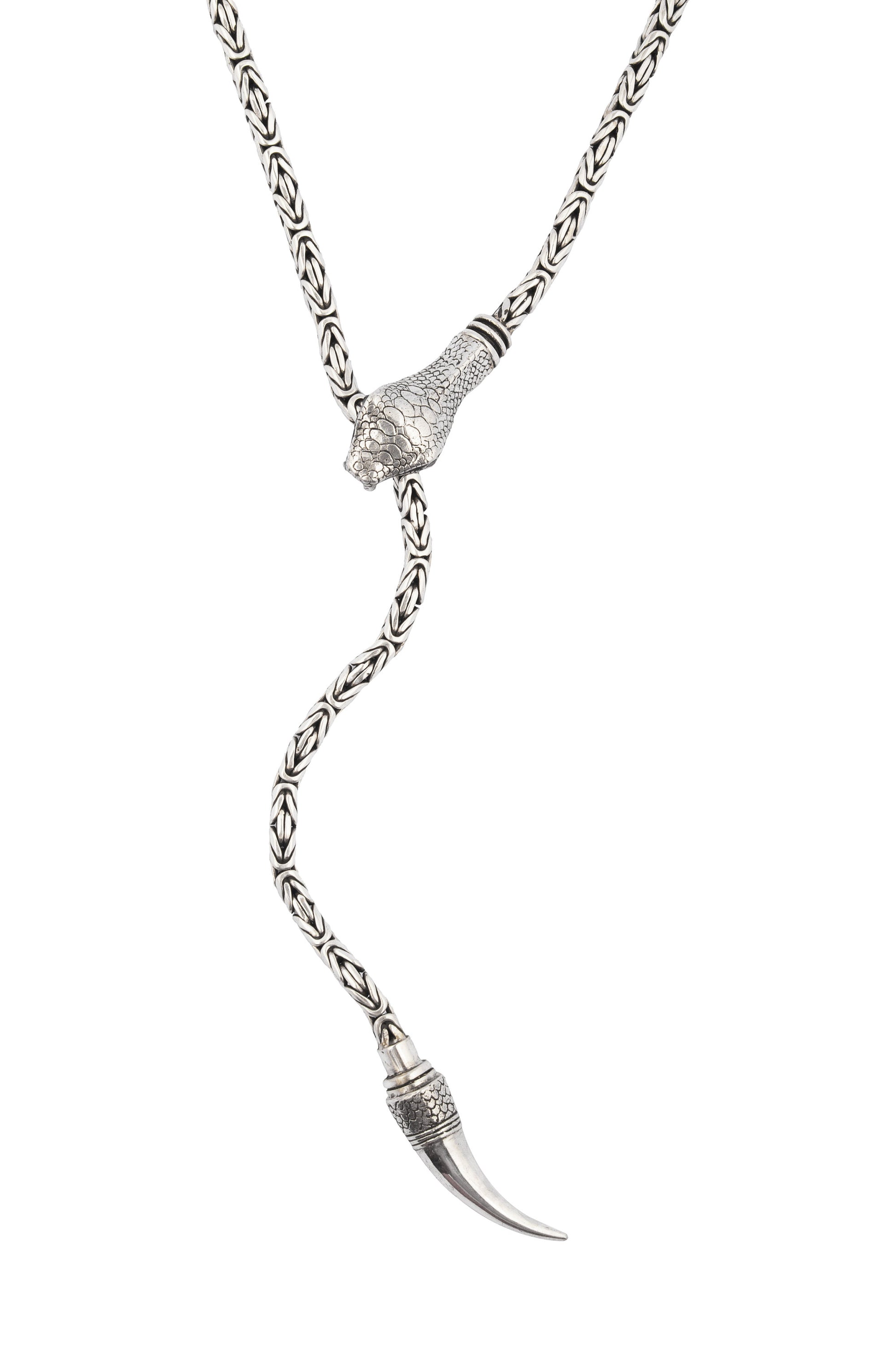 Double Snake Chain Lariat, Sterling Silver, by Sharelli