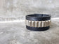 Silver Flanged Leather Cuff