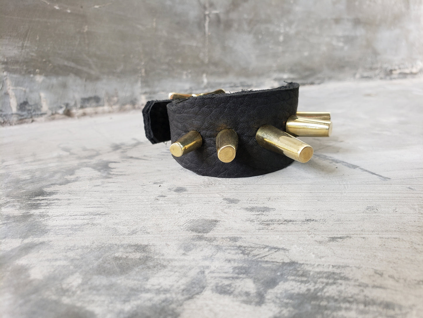 Cylinder Spike Space Age Leather Cuff