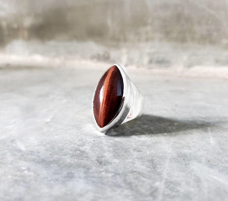 Red Tigers Eye Sterling Silver Ring