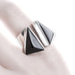 Black ONYX TETRAHEDRON Silver Ring