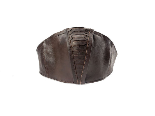 BROWN ROCK DEFENSE Face Mask in Brown Leather