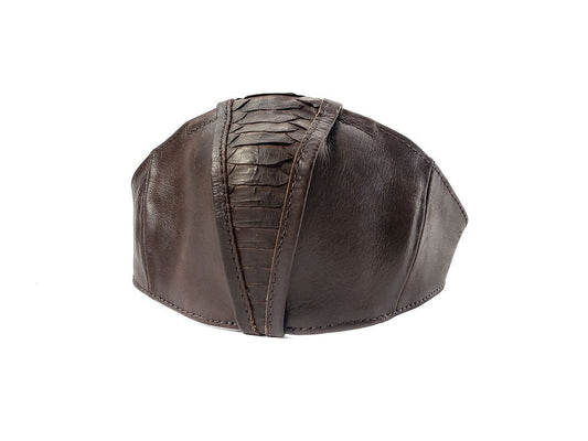 BROWN ROCK DEFENSE Face Mask in Brown Leather