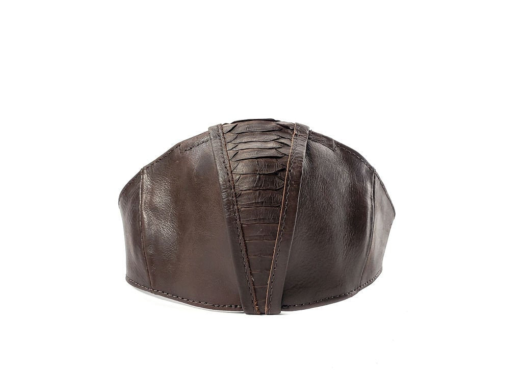 BROWN ROCK DEFENSE Face Mask in Brown Leather