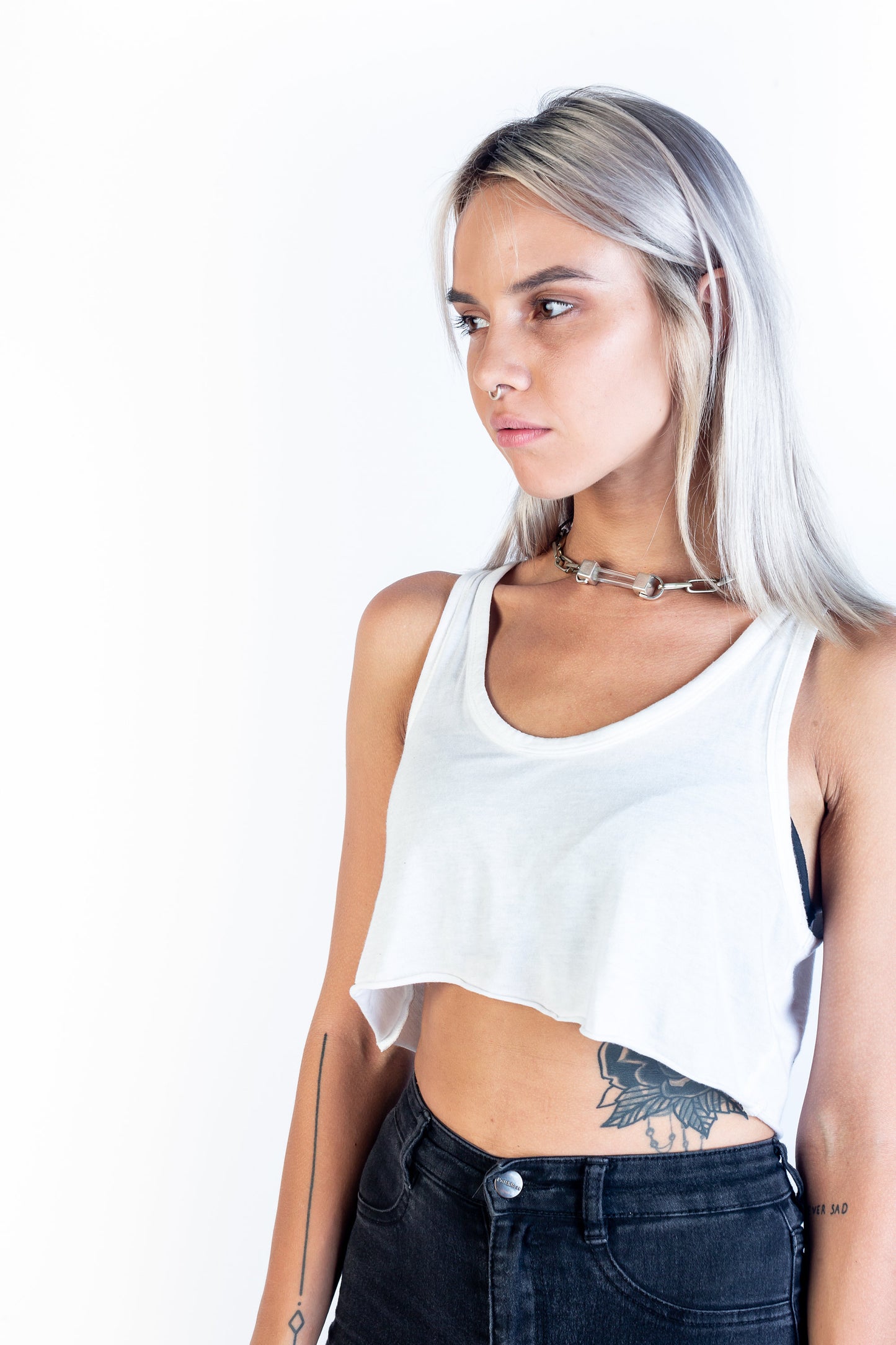 Hinge Crystal Silver Chain Choker Necklace