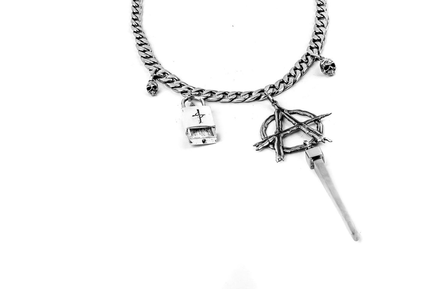 Anarchy Silver Chainlink Stash Necklace