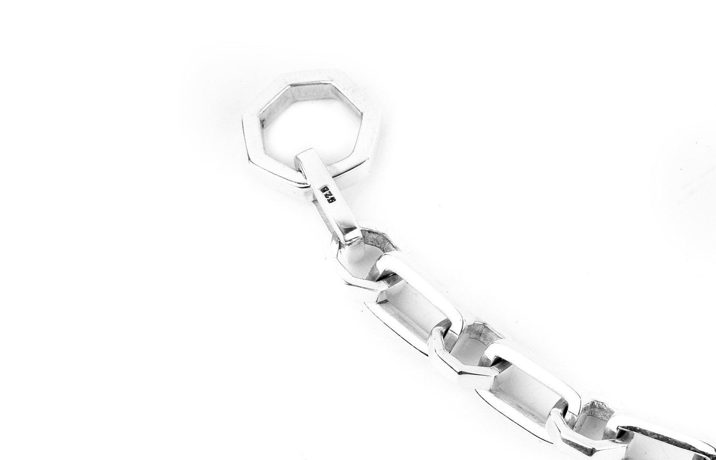 Silver Hexagon Rectangle Link Bracelet