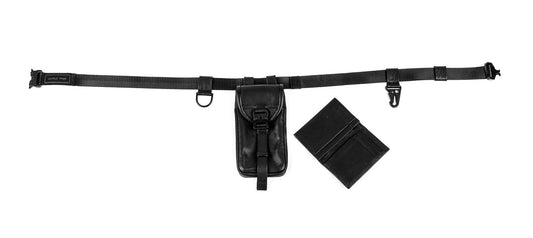 COVERT EDGE Black Leather Crossbody Bag and Versatile Pocket Belt Phone Holder