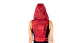 RED NINJA KOMBAT Tech Wear Hooded Crop Top Vest in soft Red Leather