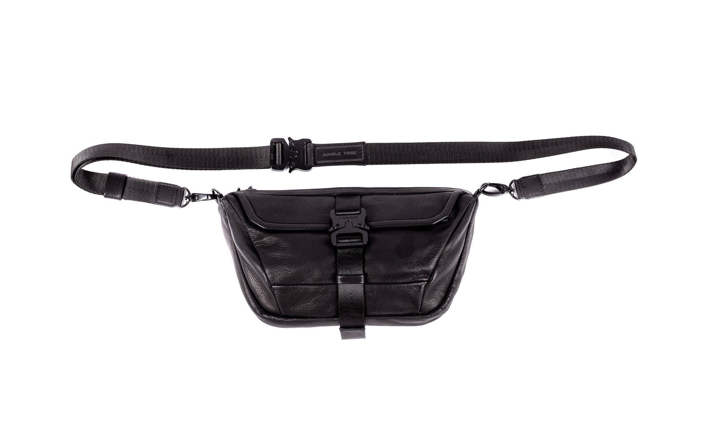 Static Edge Black Leather Tech Wear Shoulder Bag Purse and Waist Bag Fanny Pack Passport Holder