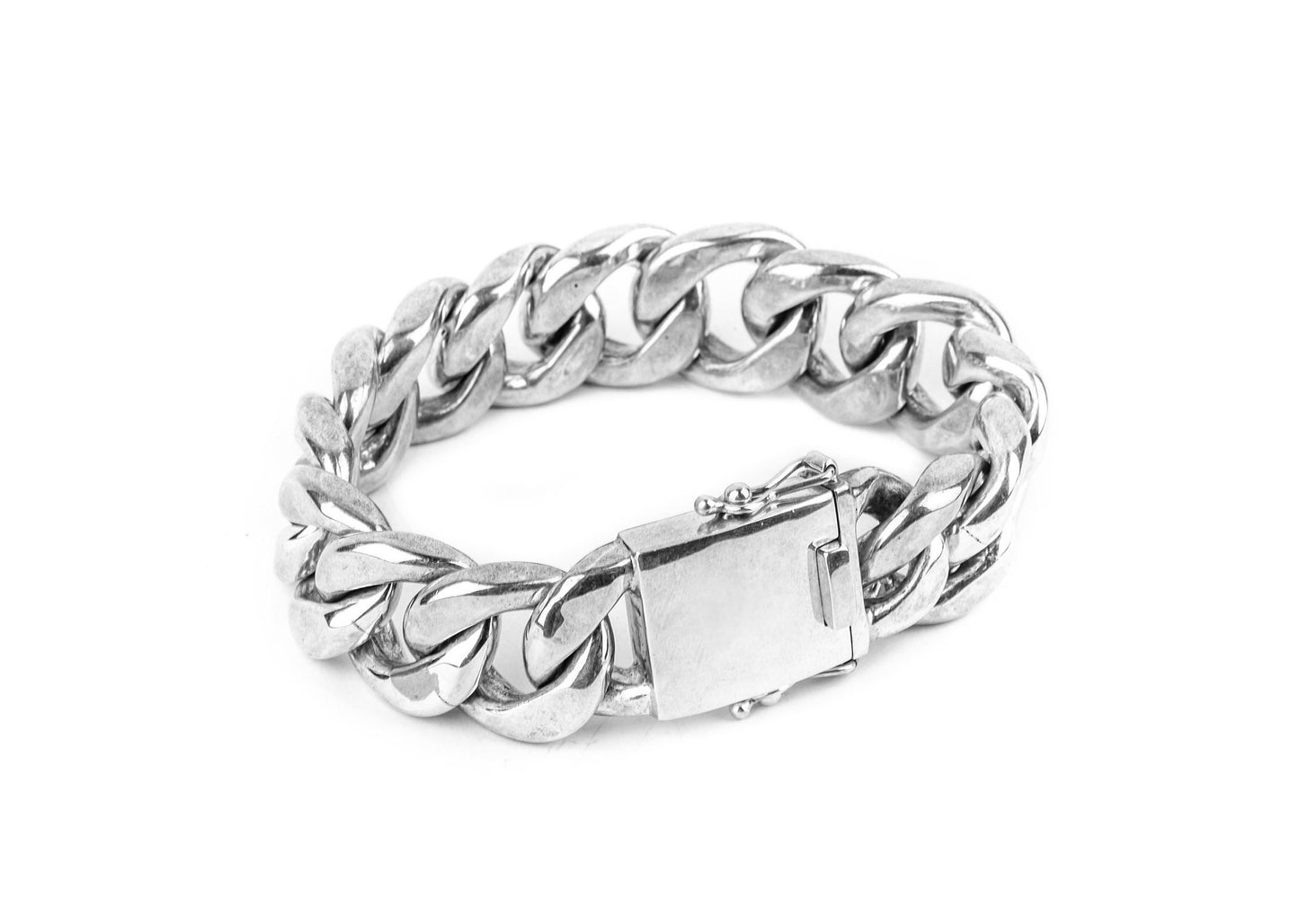 Thick Cuban Link Silver Chain Bracelet