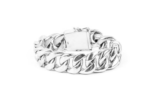 Thick Cuban Link Silver Chain Bracelet
