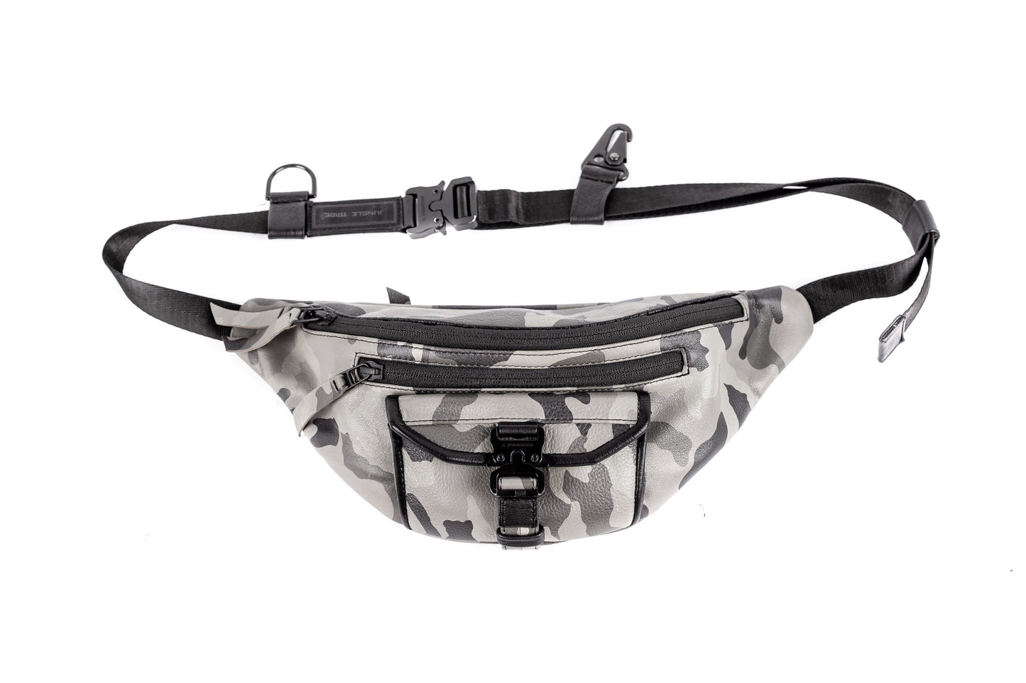 Downtown Gray Camo Leather Fanny Pack Sling Bag Utility Passport Holder