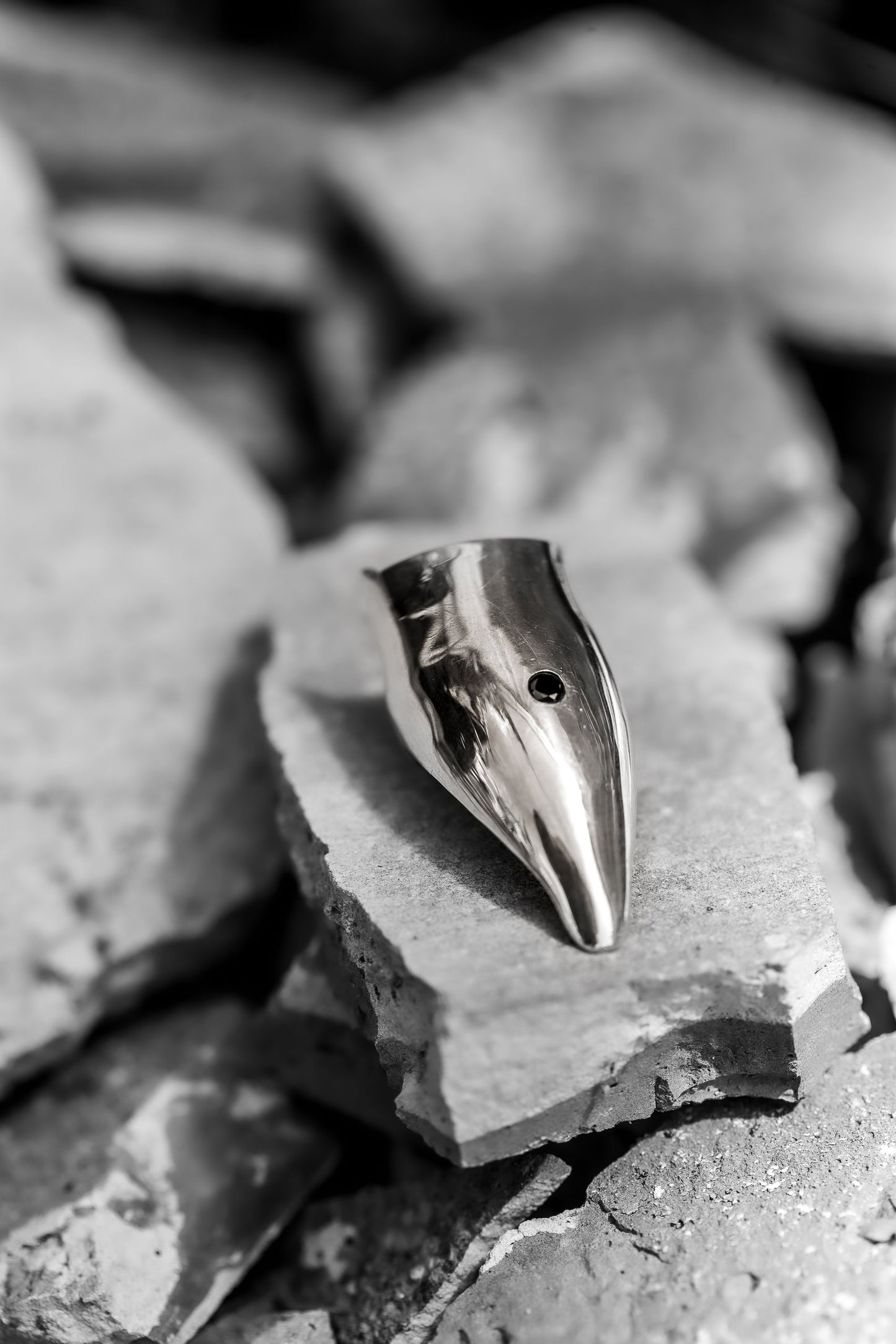 Silver and Black Diamond Nail Armor Claw Ring