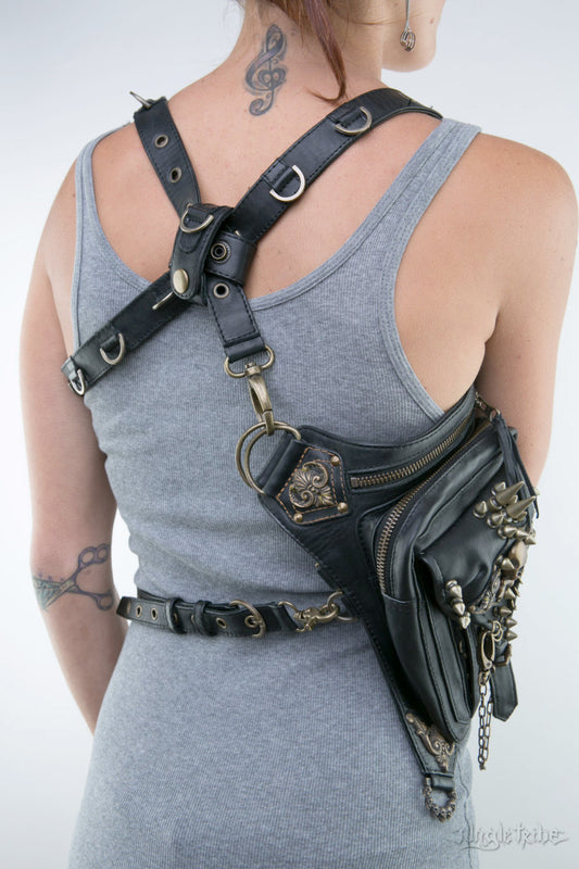 SKULL ROCKER Leather Holster Waist Bag Leg Bag and Hip Bag