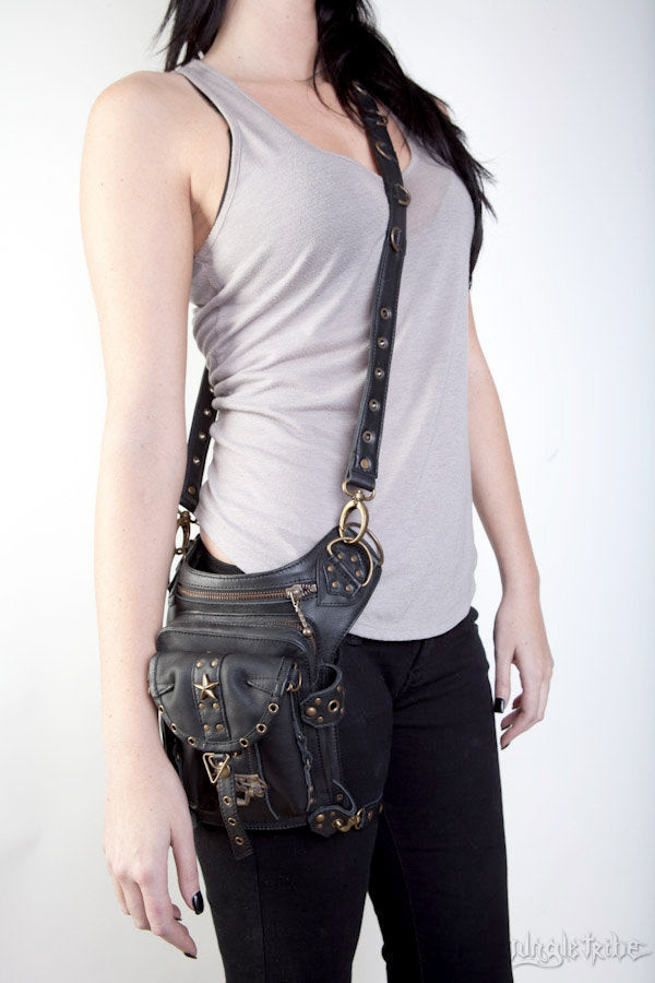 BLASTER 4.0 Black Leather Shoulder Holster and Hip Bag 