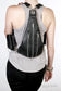 TRI ZIPPER Black Leather with Silver Hardware Backpack Fanny Pack and Hip Bag