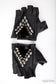 SILVER CHEVRON SPIKE Studded Fingerless Leather Gloves