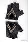 SILVER SPIKE Studded Chevron Pattern Fingerless Leather Gloves