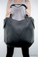 METRIC RAVEN Minimalist Big Black Hobo Tote Bag