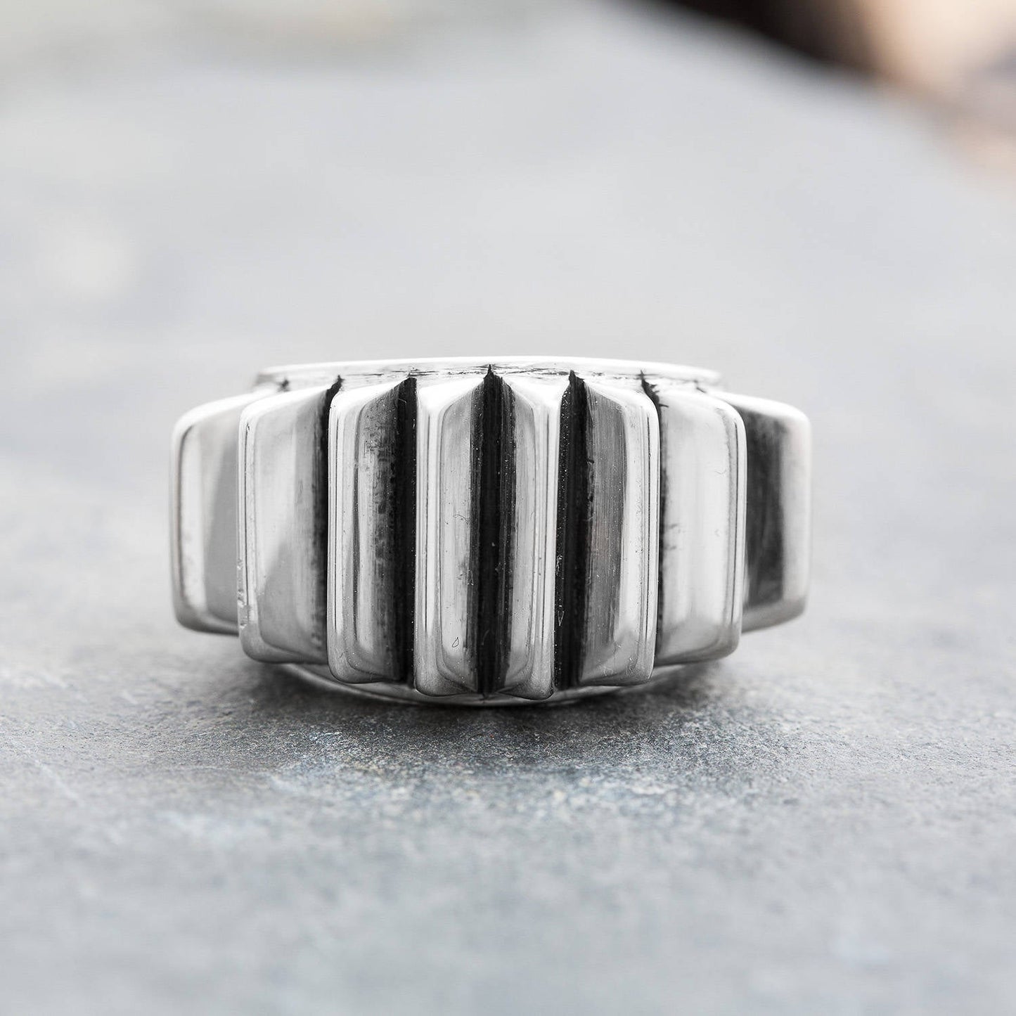 Flanged Silver Spike Ring